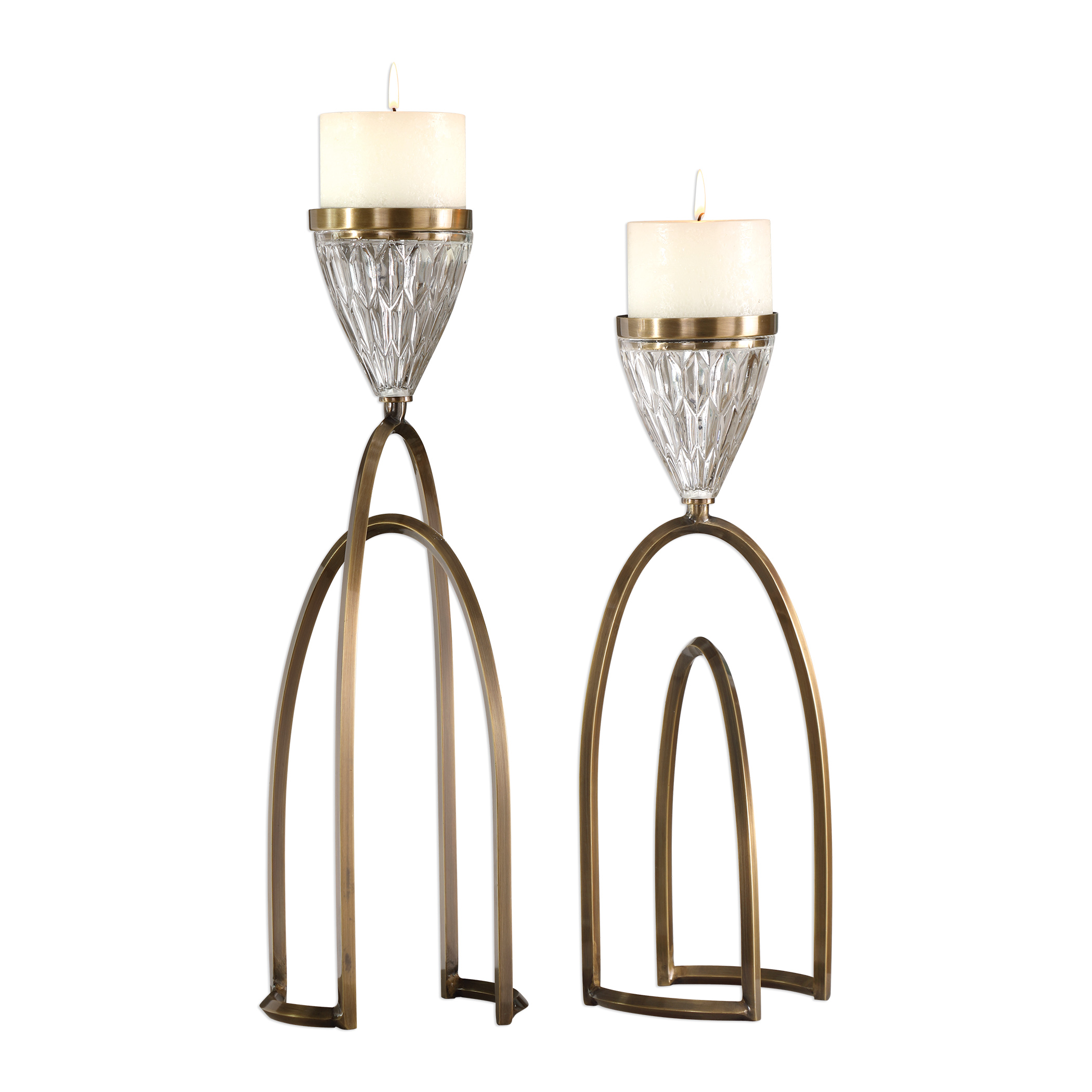 Online Designer Bedroom Carma Bronze And Crystal Candleholders, S/2